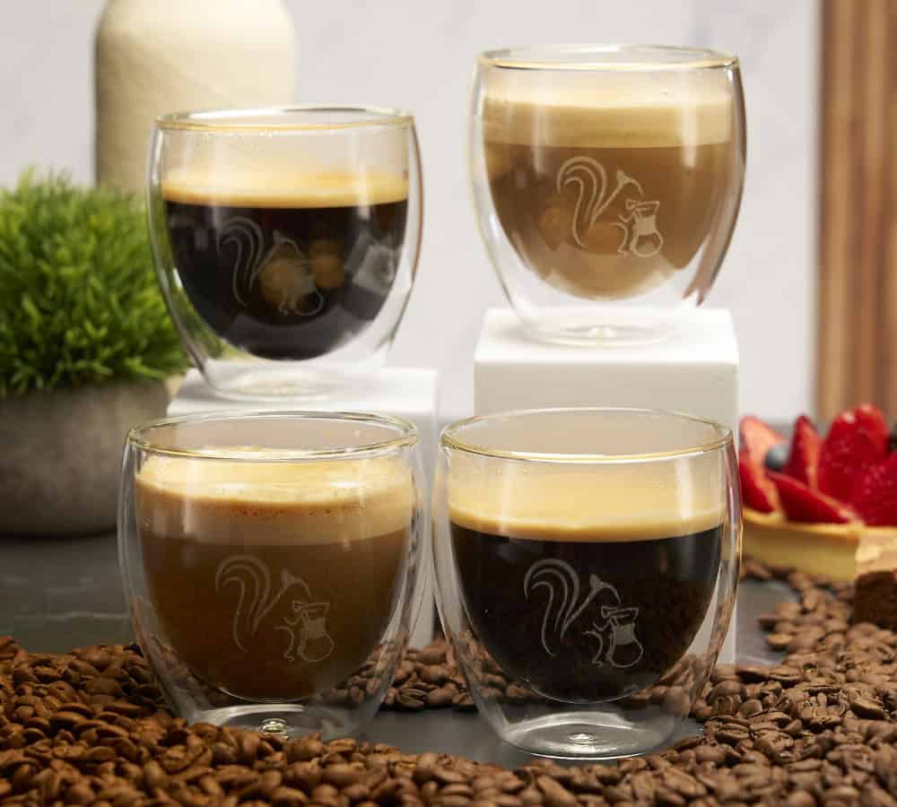 Double-Walled Coffee Glasses, Set of 4 (6.8 oz)